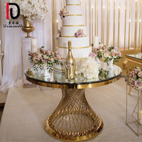 Moderne or cadre miroir en acier inoxydable de décoration de mariage de table de gâteau