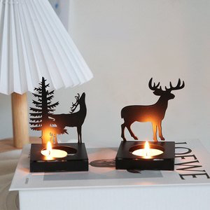 桌面装饰用品家居装饰鹿形餐桌摆件装饰奉献茶灯烛台金属烛台 - Product Image 4