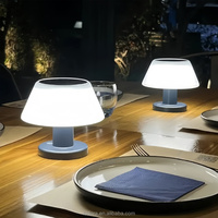 Lampe de table solaire pour jardin, rechargeable, IP65, LED, commande par bouton, 4 niveaux de luminosité réglables, résistante à l'eau, lumière de nuit moderne