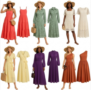 Vestidos de Verano Sencillos y Básicos, Envío de Estilos Variados al por Mayor, Mezcla Aleatoria, Ropa de Mujer Cómoda y Agradable para la Piel - Product Image 1