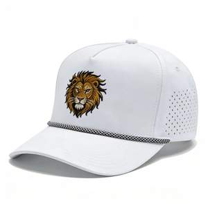Casquette de baseball brodée Lion, respirante et perforée, style camionneur, réglable avec fermeture snapback, pour le golf et les sports de plein air, avec décoration en corde - Product Image 6