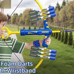 Outdoor Toy Foam Bow Arrow Archery Set Shoots Over 120 <span class=keywords><strong>Feet</strong></span> Foam Darts Alvos Bow and Arrow Set for Kids - Product Image 4
