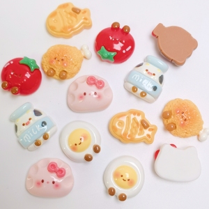 New Creative 100Pcs Mini Dessert Resin Charms Flatback Food Cabochon Beer Duck Chicken Cookies Milk Egg <strong>Craft</strong> for Jewelry Making - Product Image 1