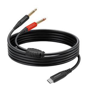 Cable de audio tipo C a doble 6,35 mm para teléfono, tableta, portátil, altavoz, mezclador con blindaje y núcleo de cobre trenzado - Product Image 4