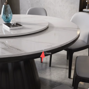 Oak Slate Top <b>Dining</b> <b>Table</b> Chair <b>Set</b> 360 Rotating Lazy Susan Modern Luxury Eco-Friendly <b>Dining</b> Furniture <b>for</b> Home <b>4</b>-Seater - Product Image 3