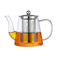 Théière en verre soufflée à la main, transparente, compatible cuisinière, avec infuseur, pour thé en vrac, 550ml 750ml 950ml