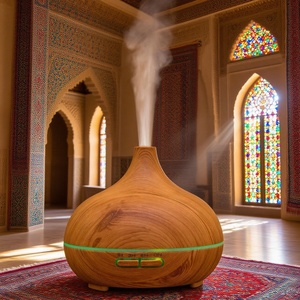 Humidificador eléctrico de gran capacidad de grano de madera oscuro y claro de 500ml Difusor de aroma de luz LED de 7 colores - Product Image 1