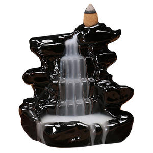 HZ Mountain Tower Backflow Brûleur d'encens Cascade Porte-encens avec 50 Pcs Cônes d'encens pour la décoration intérieure <span class=keywords><strong>Poterie</strong></span> et émail - Product Image 4