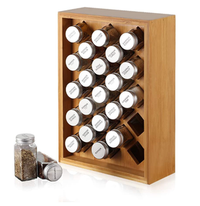 Combohome Cube Bamboo Spice Rack Organizer Countertop Organizer Kitchen Cabinet Wooden Spice Rack