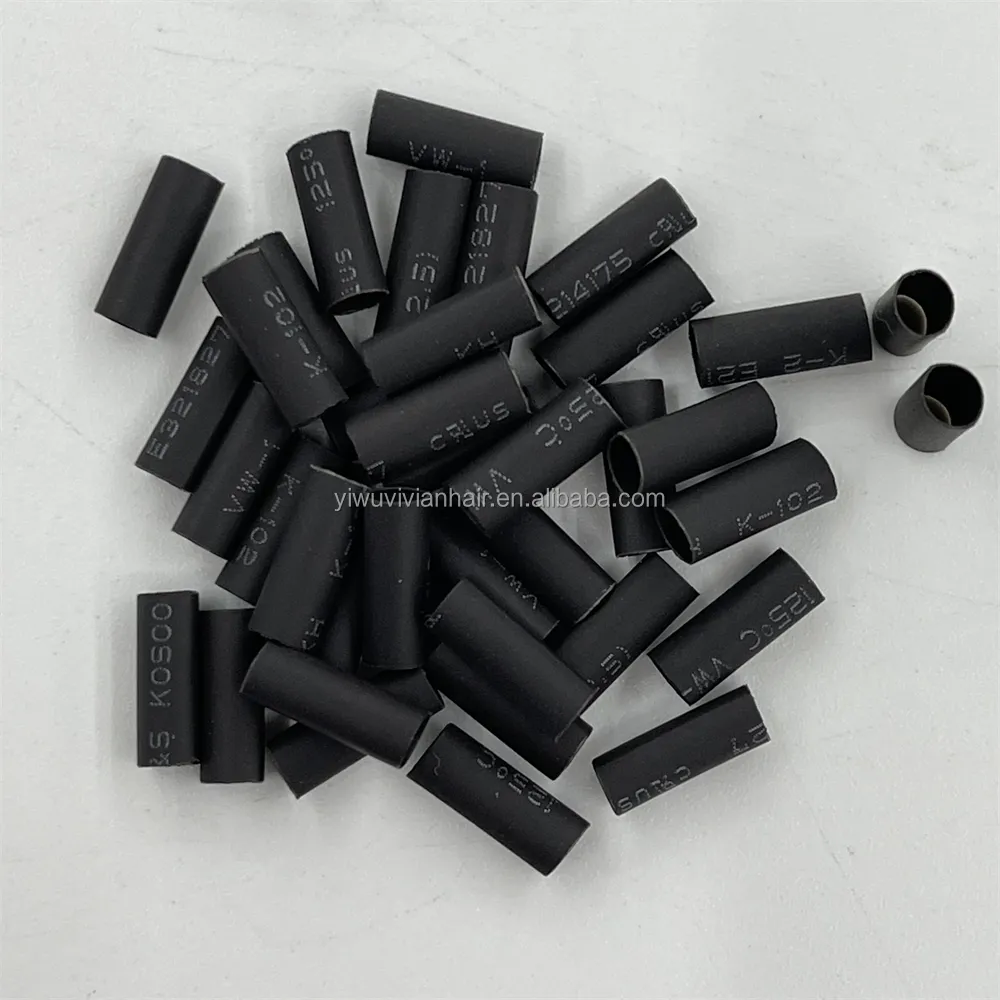 wholesale black clear pvc heat shrink band for hair oil bottles shrink tube hair extensions hair shrink tube 500pcs per bag
