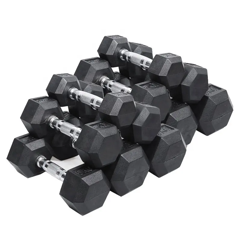 Set Dumbbell Besi Cor Karet Kebugaran, Set Dumbbell Hex Berat Bebas OEM Harga Rendah