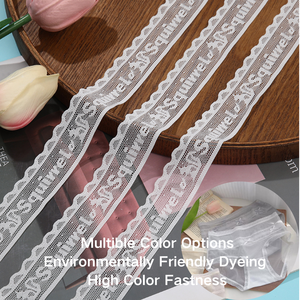 6338#WH <strong>Stock</strong> Nylon Spandex <strong>Lace</strong> Trim Custom Width Tulle and Elastic <strong>Fabric</strong> for Women's Bra for Underwear <strong>Stretch</strong> <strong>Lace</strong> Trim - Product Image 1