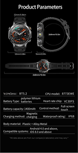 Reloj Inteligente AK106 de Fábrica Directa con Batería Grande de 1400 mAh, Pantalla HD de 1.7 Pulgadas, Reloj Inteligente Resistente para Senderismo al Aire Libre y Zonas Silvestres - Product Image 6