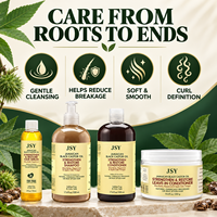 Ensemble de soins capillaires à l'huile de ricin noire jamaïcaine en marque propre avec shampoing, après-shampoing, crème sans rinçage et sérum pour cheveux secs et texturés