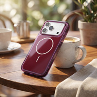 Étui de téléphone portable magnétique en TPU PC de couleur rouge cerise IMD pour iPhone 18 Pro Max