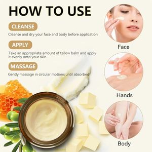 OEM Produits de soin de la <span class=keywords><strong>peau</strong></span> à base de graisse de bœuf biologique végétalienne beurre naturel pour le corps et hydratant pour le visage graisse de bœuf infusée au miel pour le visage - Product Image 6