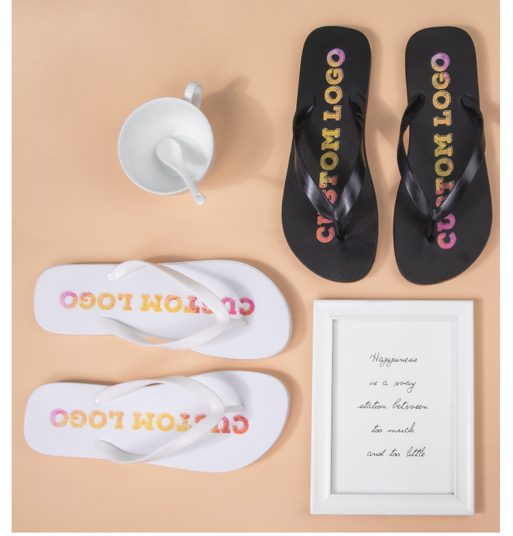 Kids PVC flip flops slippers custom logo 3D printing Flipflops beach rubber slippers