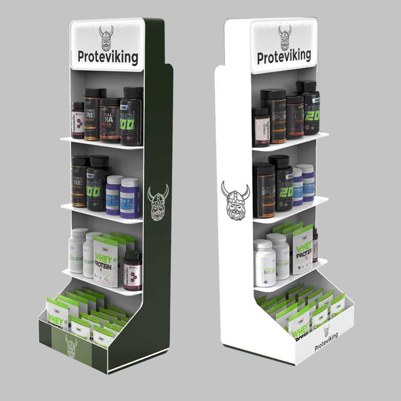 Apache Custom Light-duty & Portable Multi-layer PVC Floor Protein Powder Display Stand for Retail Shops & Gyms — view 1