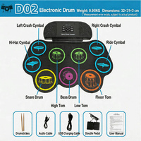 Nouvel Arrivage Batterie électronique portable en silicone, 10 démos, 6 rythmes, personnalisation du logo disponible, kit de batterie enroulable, vente en gros