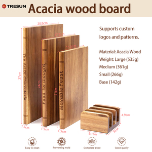 ชุดเขียงไม้กระถินทรงหนังสือพร้อมขาตั้ง 3 ชิ้น สำหรับตกแต่งห้องครัว - Product Image 4