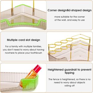 Étagères de salle de bain, organisateur de rangement mural sans perçage pour la maison, étagère d'angle en forme de trépied - Product Image 2