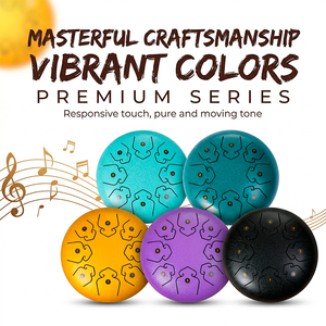 Instruments de musique préscolaires : Ensemble complet de tambours, <span class=keywords><strong>Handpan</strong></span> 6 pouces 8 notes en acier inoxydable, Tambour à langue antidérapant - Product Image 1