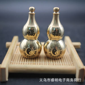Calabaza Bagua de latón con característica Fu, amuleto de la suerte, adorno de escritorio para decoración del Año Nuevo Chino - Product Image 2