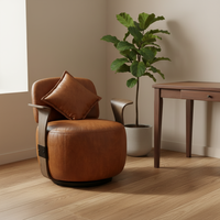 Fauteuil d'appoint moderne pivotant et inclinable, extensible, avec housse amovible, en tissu/PU, pieds en métal, pour salon et appartement