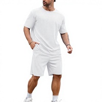 Ensemble de survêtement décontracté pour homme OEM, t-shirt à manches courtes et short, deux pièces, 2 poches, coupe oversize, pour le quotidien