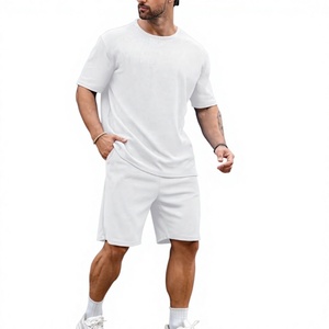 Ensemble de survêtement décontracté pour homme OEM, t-shirt à manches courtes et short, deux pièces, 2 poches, coupe oversize, pour le quotidien - Product Image 3