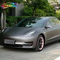 Vinilo para Envoltura de Autos Ultrawrap al por Mayor, PET TPU Fundido, Fábrica de Foshan, Color Gris Sombra Metálico Fantasma, 1.52X17M/5X59FT, Película para Cambio de Color de Autos