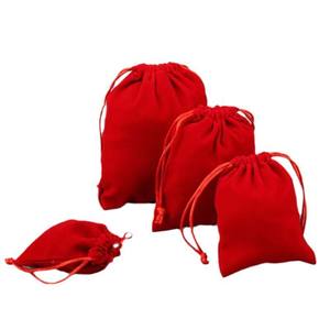 Bolsa de Terciopelo Personalizada Reutilizable Roja con Logotipo Personalizado para Regalo de Boda, Bolsa Protectora con Cordón - Product Image 4