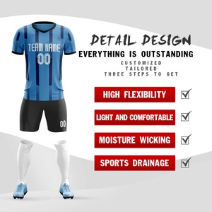 Set da Calcio Unisex per Adulti in Poliestere 100% Traspirante di Alta Qualità, Personalizzabile, con Scollo a V e Maniche Corte, Colori Royal e Nero - Product Image 3