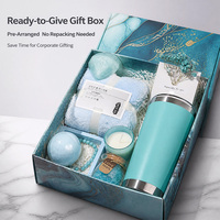 Panier-cadeau personnalisé de luxe en coton bleu avec impression UV pour spa, idéal pour un anniversaire - Lunaire L-05
