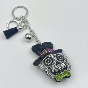 Halloween moda Bling brillo cristal calabaza llavero dibujos animados diamantes de imitación calaveras fantasma Cruz diamante bolsa colgantes llaveros - Product Image 5