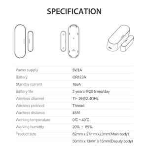 Sensor de Puerta/Ventana Matter Thread, Detector Inteligente de Apertura/Cierre, Alarma Antimanipulación, Alerta en Tiempo Real, Bajo Consumo, Control por Aplicación, Compatible con HomeKit - Product Image 6