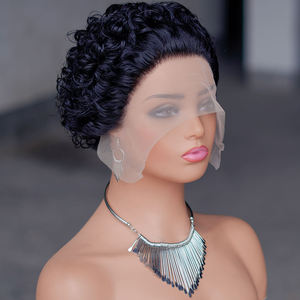 Wholesale <strong>Afro</strong> Curly Short for Pixie Cut Black Woman Front 13x4 T Part <strong>Wig</strong> 13x4 Lce Front T Part Perruque for Pixie Cut - Product Image 3