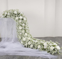 Chemin de table de mariage en soie artificielle fait main avec fleurs blanches pour la décoration de mariage - Grande Vente