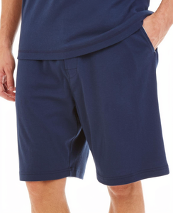 Shorts Bermuda en Jersey de Coton Bleu Marine pour Homme, Taille Élastique, Couleur Unie Décontractée avec Poches Latérales, Respirant, Tricoté, Idéal pour la Gym - Product Image 1