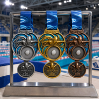Médailles de natation amovibles en émail souple 3D Or Argent Bronze pour récompenses sportives scolaires et de club