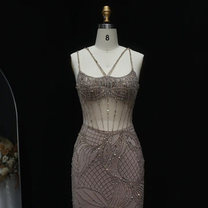 <span class=keywords><strong>Abito</strong></span> da sera a sirena blu chiaro con perline di lusso Dubai con cinturino in giacca lunghi abiti da festa nuziale Lsz192 - Product Image 4