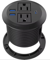 Tomacorriente Redondo para Mesa con USB Integrado, Oculto, Empotrado, Estándar Americano, Enchufe de Escritorio
