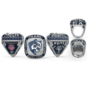 Bagues de championnat de sport en métal émaillé et doré avec logo personnalisé personnalisé - Product Image 1