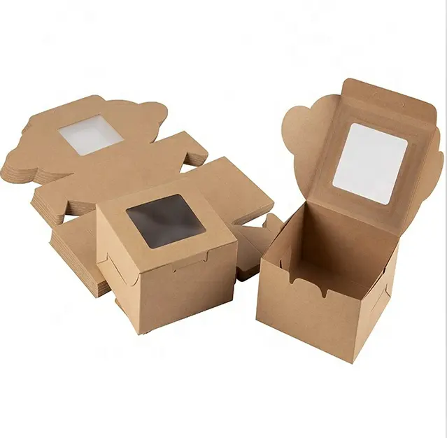 Bastel papier Bäckerei Boxen Gebäck Box Fenster für Kuchen und Donut Box