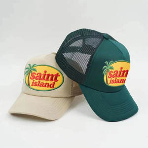 Casquette Trucker Logo <span class=keywords><strong>Palmier</strong></span> Personnalisé Maille Respirante Haute Qualité Pour Plage Voyage Extérieur Bon Fabricant OEM ODM - Product Image 1
