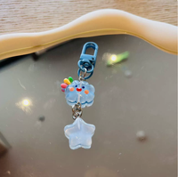 Porte-clés personnalisable en forme de nuage mignon, pendentif nuage pentagramme kawaii pour fille, porte-clés en acrylique