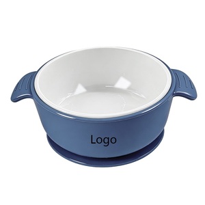 Bols en porcelaine pour bébé avec manchon en silicone antidérapant, sans BPA, lavables au lave-vaisselle, pour céréales, soupes et collations des tout-petits - Product Image 1
