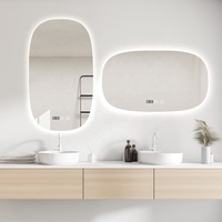 Miroir de douche de forme ovale rétro-éclairé moderne en continu à gradation éclairée par LED personnalisée tactile