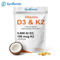 Gélules de vitamine D3 K2 pour adultes, marque privée OEM, santé immunitaire et osseuse, dose quotidienne, 2 gélules
