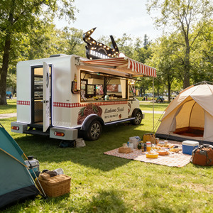 Carrito de Comida Portátil de Acero Inoxidable, Kiosco de Venta Ambulante para Aperitivos y Bebidas - Product Image 1
